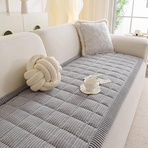 MYSKY HOME Sofabezug 3 4 Sitzer, Sofa üBerzug L Form, Sofadecke rutschfest Universelle Couch üBerwurf,Couchdecken Zum Schutz FüR Wohnzimmer, Decke FüR Couch SitzfläChe Grau 70x210cm 1pc
