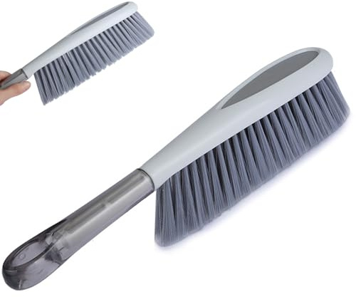 Scopa a mano, 37,1 cm, con setole in plastica morbida, spazzola a mano con manico per appenderla, per mobili, letto, auto, panca, piccola