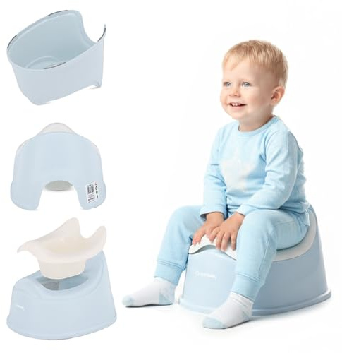 SUN BABY PREMIUM GLAMOUR Kindertöpfchen 18-36 Monate - Blau-Weiß | Rutschfeste Füße, ergonomische Rückenlehne, herausnehmbarer Einsatz und max. Belastung 15 kg