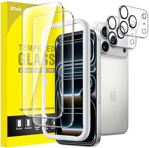 JETech Schutzfolie für iPhone 17 Pro Max 6,9 Zoll mit Kameraschutz, Einfaches Installationswerkzeug, 9H Härte Gehärtete Glas Displayschutz, HD Klar, 2 Stück Jeweils