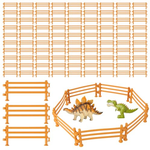 100 Stück Pferdezaun Spielzeug, Miniatur Zaun für Farm Szenen, Corral Zaun Tierfiguren für Kinder, Kunststoff DIY Bauernhof Gartenzaun Zubehör, Mini Bauernhoftiere Dekorationsbedarf (9x4x0,8cm)