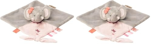 Nattou Doudou Plat Éléphant Adèle, Adèle et Valentine, 27 x 27 x 5 cm, Gris/Rose (Lot de 2)