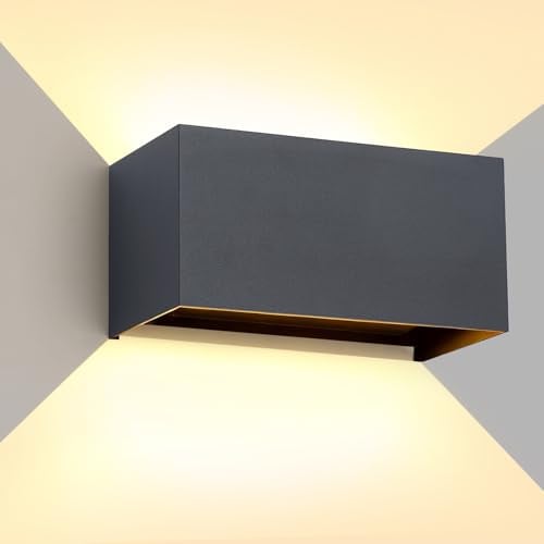 Wandleuchte Aussen Innen 25W LED Außenwandleuchten IP65 Wasserdichte Wandlampe Aluminium, Außenleuchte Wand Ausenbeleutung, Hauswand up and down Einstellbar Lichtstrahl, Anthrazit 3000K für Garten