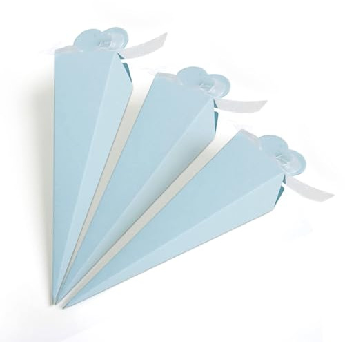 100 Pz Coni Portariso Carta Ondulata - Coni Portaconfetti con Nastri per Bomboniere - Ideale per Matrimonio, Comunione, Battesimo, Compleanno, Nascita e Laurea