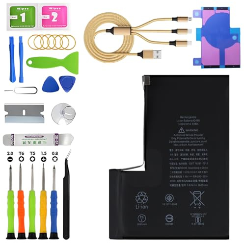HLYGZX Batteria per iPhone 12 Pro Max A2411 A2342 A2410 A2412 | con kit di riparazione,3687 mAh,Polimero al Litio,Batteria di Sostituzione