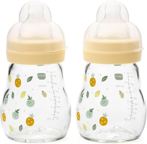 MAM Lot de 2 biberons en verre de 170 ml avec tétine en silicone SkinSoft, unisexe