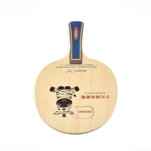 Axorafow Pong – Long Handle 7mm Thick For Featherweight 75g 5-ply Wooden Table Tennis Blade Paddle for Ping Attack-oriented Racket for Beginners Coaches Natural Wood Blue Finish