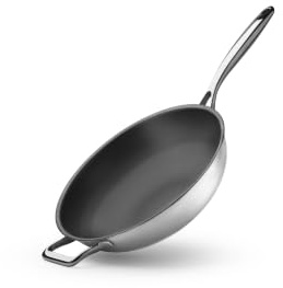 Onyx Cookware ZERO Wokpfanne 30 cm – Natürliche Antihaft aus Edelstahl | Ohne chemische Beschichtung; PFAS- & PTFE-frei; nano-texturierter Edelstahl; kratzfest; für alle Herdarten; ofenfest