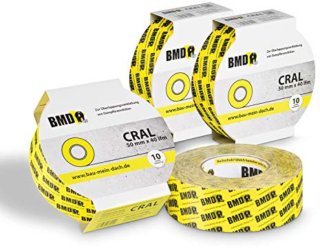 BMD cral Klebeband | 4 Rollen | 50mm x 40m |für Dampfsperren & Dampfbremsen | gemäß DIN EN 4108 Teil 11 und ENEV | Profi Qualität Made in Germany