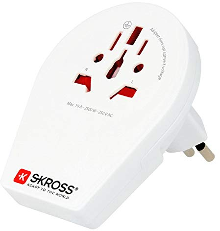 SKROSS | 1.500270 | World to CH Italy Brasil | Adattatore da Viaggio, Svizzera, Brasile con Spina e Presa Standard Australia-China, UK, Giappone, USA, Europa