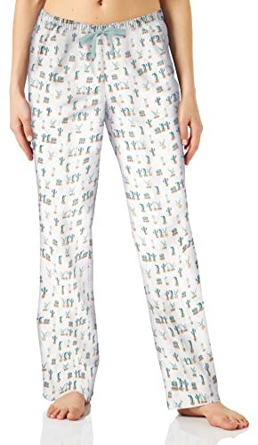 Amazon Essentials Pantalon de Pyjama en Popeline Femme, Blanc Cactus, L
