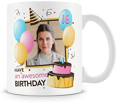 16th Birthday Gift - Personalised Photo Mug/Cup- Awesome Birthday - 16 Year Old