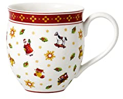 Villeroy & Boch Toy's Delight Kaffeebecher 6er Set, 470 ml, Weihnachtstasse, Becher, Kaffeetasse, Heißgetränkebecher, Tasse Winter Toys Weihnachten, Wintertasse, Weihnachtskaffeebecher, Porzellan