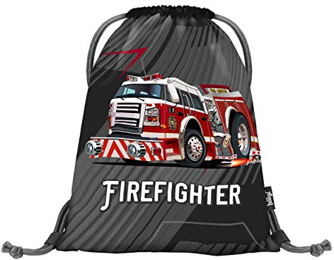 Baagl Turnbeutel für Junge, Wasserdichte Schuhbeutel für Kinder, Schule und Kindergarten Sportbeutel, Sportrucksack, Gymsack (Feuerwehr)
