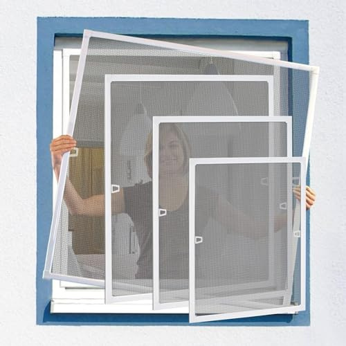 LARS360 Mosquitera para ventana con marco de aluminio, evita la infestación de insectos, permite la circulación del aire y se monta sin necesidad de perforar (blanco, 80 x 100 cm)