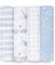 aden + anais Pucktücher, Baby-Decken aus 100% Baumwoll-Musselin für Neugeborene Mädchen & Jungen, Wickeltücher-Set für Säuglinge & Kleinkinder, 120x120cm, 4er-Pack, Rising Star