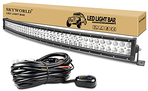 SKYWORLD 240W Gebogen LED Lichtleiste 42 Zoll LED bar Offroad Arbeitsleuchte Zusatzscheinwerfer Spot Flood Combo Scheinwerfer mit Kabelbaum für Trecker KFZ Bagger SUV UTV ATV Boat Truck