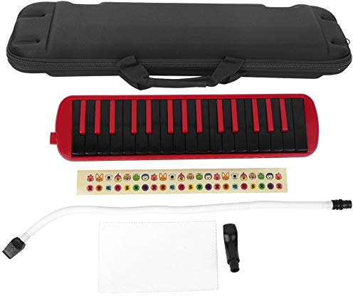 32 Klaviertasten Melodica Long Tube Kunststoff Melodica Tube mit Blowpipe Mundstück Aufbewahrungstasche für Kinder Anfänger Erwachsene (rot) Musikinstrumente Spielen