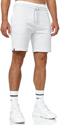 Indicode Herren Aldrich Sweatshorts mit Kordelzug | Herrenshorts Sportshorts für Männer M, Ecru Mix