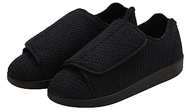 Silverts Diabetic Slippers for Men, Mens Slippers Wide Width, Shoes for Swelling | Non-Slip Footwear for Elderly - Black/Black 11
