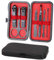 URAQT Maniküre Set, 7 Stücke Pediküre Nagelset Nageletui Nagel Schere Set, Nagelknipser Etui aus Edelstahl mit Ledertasche, Nagelpflege Pflege Werkzeuge für Damen & Herren (Schwarz - innen rot)