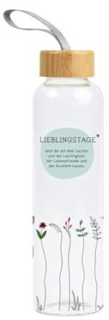Grafik Werkstatt Trinkflasche aus Glas mit lustigem Spruch | mit Griffschlaufe | 550 ml | Lieblingstage
