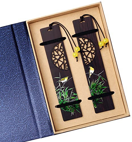 Toirxarn Malen Sie Blumen, Vögel und Lesezeichen-Sets aus Holz, praktische und kreative Geschenke, geeignet für Lehrer, Studenten, Eltern, Männer und Frauen