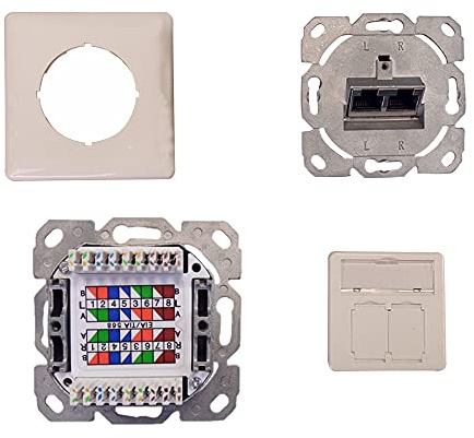 Spar-Paket: 10 Stück IT-Budget geschirmte Cat.6A universal 2 Port Datendose - Kabelzuführung horizontal - designfähig - PoE+ fähig - reinweiß
