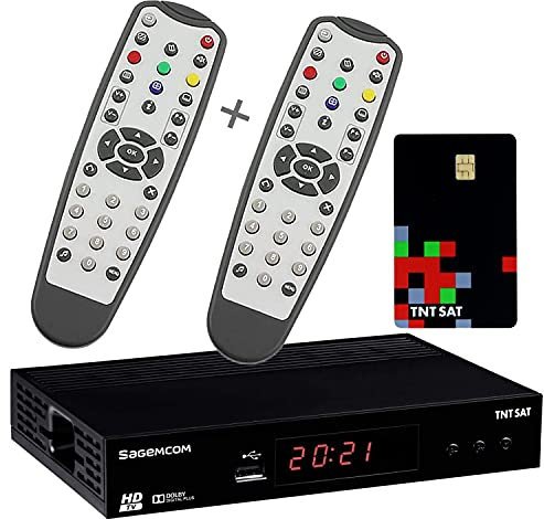 Sagemcom Ricevitore TV satellitare HD + 2 telecomandi + scheda di accesso TNTSAT V6 Astra 19.2E