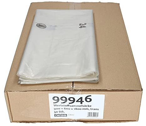 Deiss Wertstoffsammelsäcke Werstoffsack große Müllbeutel Müllsäcke 900x600x1800-10 Stück