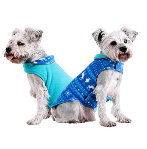 Nyescasa Hundemantel Winter Weihnachten Hundebekleidung Reversibel Hundejacke,Reflektierend Blau Jacke,Hunde Winterjacke für Klein Mittelgroße Hunde,Outdoor-Sport Extraweiche Polarfleece Hundeweste
