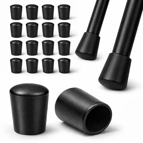 Ajile - Lot de 16 Embouts Pied de Chaise Rond 14 mm - Protection Pied De Chaise Thermoplastique Flexible Noir À Coiffer sur Tube Rond - Anti-Rayure, Anti-Bruit - Mobilier Maison & Pro