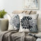 RYBornament 2er Set Kissenbezug 40x40 Moderne Geometrie Dahlie Blume Dekorative Kissenhülle Schwarz Grau Sofakissen Herbst Kissen Leinen Für Sofa Schlafzimmer Wohnzimmer Bauernhaus Dekoration