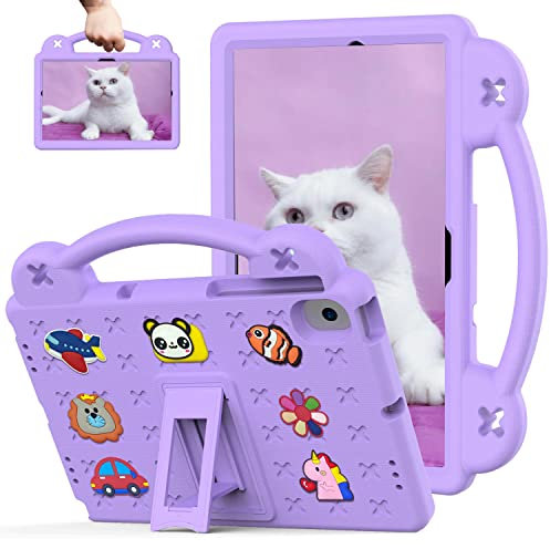 Sfulatdc Kids Tablet Case with Built-in Kickstand and Handle Shockproof Cute Cover Compatible with Samsung Galaxy A8,Lenovo M10 Plus 3rd Gen 10.6 inch Purple