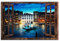 Kunstgestalten24 Aludibond Bild Venedig Fensterblick Gondoliere Wandbild Kunstdruck Raum- u. Wanddekoration Übergrößen