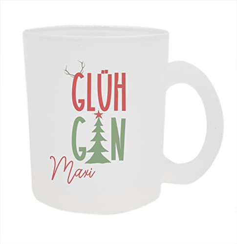 Kilala personaliesierter Glasbecher GlühGin Trinktasse Heißgetränke Winterzeit alternative Glühwein (Glas Hirschgeweih)