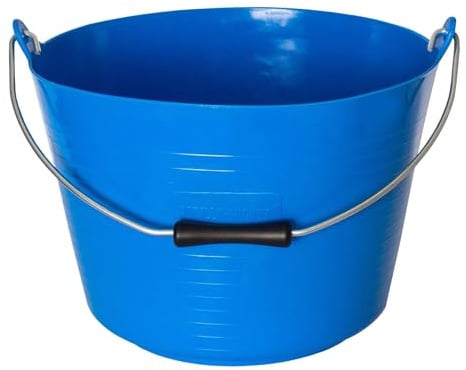 Red Gorilla Bucket Blue Flexible Horse Pony Feeding Builders or Gardeners Bucket Tub With Metal Handle 22 Litres Capacity for General Garden or Building Use