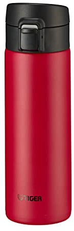 Bouteille isotherme Tiger MKA-K 480 mL Easy-Drinking One-Push, ouverture one-push, ultra légère, sans BPA, conservation froid 24h et chaud 12h, conçue au Japon, couleur baie rouge