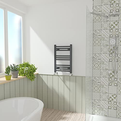 NRG Anthracite Straight Central Heating Towel Rail Bathroom Heated Rad Radiators Ladder Warmer - 600×400mm