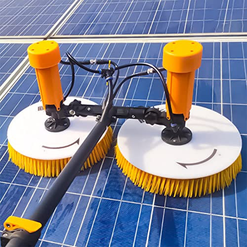 Brosse rotative de nettoyage de panneau solaire, tige télescopique de nettoyage de panneau solaire portable, brosse de nettoyage solaire photovoltaïque pour le nettoyage de panneau publicitaire 3.5m