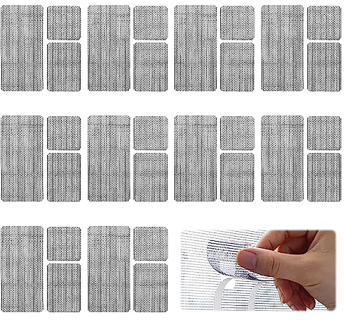 AWAVM 10 Sheets Fly Proof Net Screen Tape Kit, Fully Transparent Screen Repair Patch, Self-Adhesive Repair Mesh Window Tape (3 Sizes)