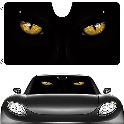 501 Parasol Coche Delantero Ojos De Pantera Negra Parasol Parabrisas Coche Protección Rayos UV Plegable Parasol Luna De Coche Universal para Furgonetas Todoterreno SUV M