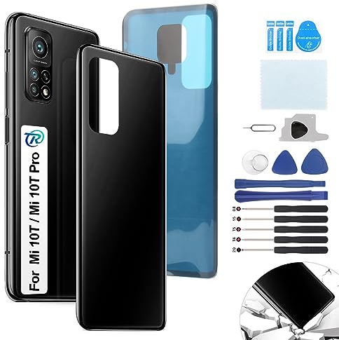 RongZy Ersatz für Xiaomi Mi 10T/Mi 10T Pro Backcover Akkudeckel batterietür Gehäuse Rückseite mit Tool kit (Schwarz)
