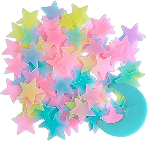201PCS Glow in the Dark Stars Aufkleber Bunte Glow in the Dark Leuchtende Sterne und Mond Fluoreszierend für Jungen und Mädchen Perfekte Kinder Kinderzimmer Schlafzimmer Wandaufkleber