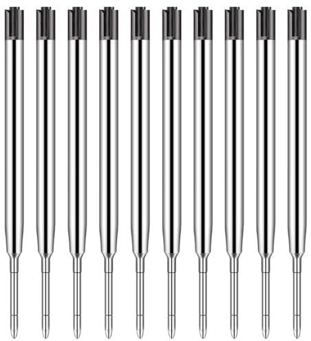 10er-Set Großraumminen für Kugelschreiberminen Großraumminen Metall Ersatzminen für das G2-Format,Kompatible Minen 1,0mm Strichstärke M,Ersatzminen - Kugelschreiber Minen Schreibfarbe Schwarz