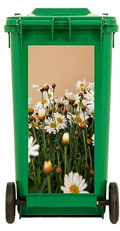 2X Sheets Daisy Flower Wheelie Bin Sticker Dustbin Sticker Self Adhesive for House Decoration Fridge BinWallStickers