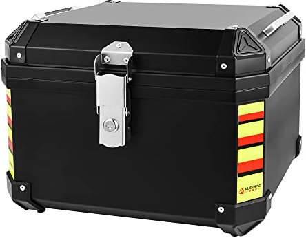 Sunydog 48L Motorcycle Trunk Travel Luggage Storage Box Quick Release Motorbike Tail Storage Box Waterproof with 2 Keys Reflective Strips