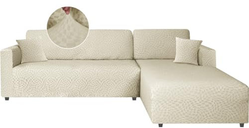 Ystyle Sofabezug L Form Stretch, Sofabezug Ecksofa Couchbezug L Form, Universal Sofa Überzug Ecksofa, Couch Cover L Shape Sofaschoner Schonbezug (2 Sitzer+2 Sitzer, Beige)