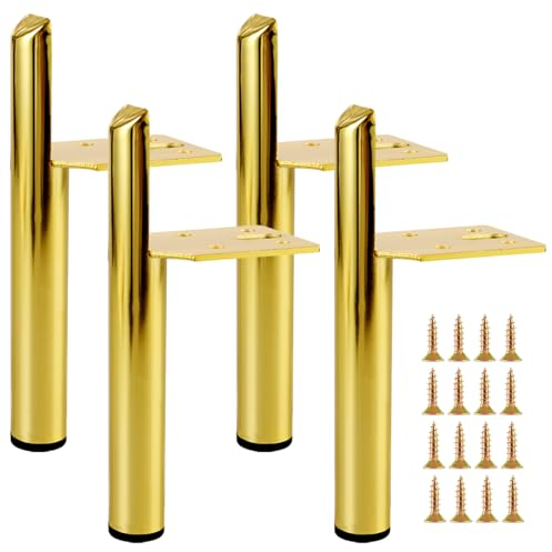 WOPPLXY 4 Pièces Pied de Meuble TV, Pied pour Canapé 13 cm, Pied de Meuble Doré en Meuble pour Armoire TV, Canapé, Table de Thé