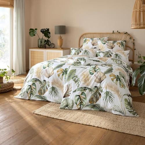 ESTELLA Mako-Satin Bettwäsche Orlanda grün 1 Bettbezug 200 x 220 cm + je 2 Kissenbezüge 80 x 80 cm + 40 x 80 cm